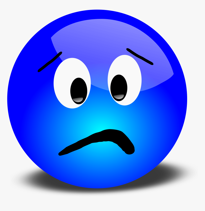 Sick Smiley Face Image - Sad Blue Emoji Face, HD Png Download, Free Download