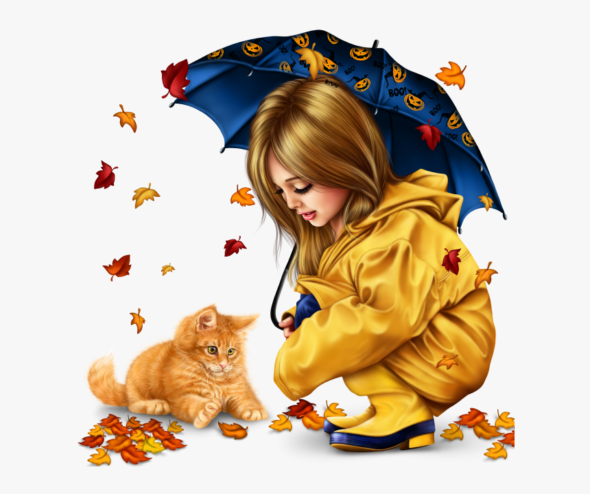 Little Girl In Raincoat With A Kitty Png 12b9d07e8a89c87a2 - Tubes Png Enfants, Transparent Png, Free Download