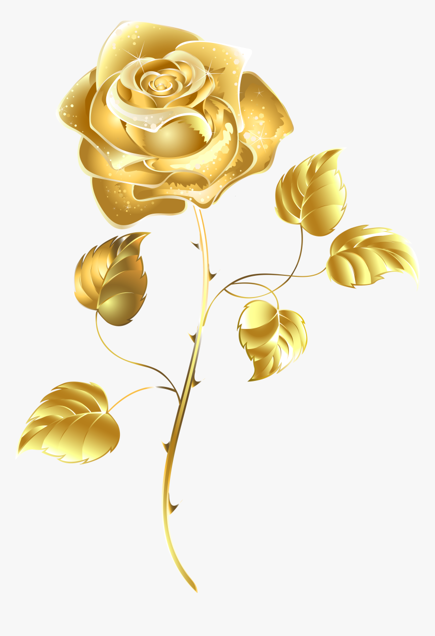 Golden Rose Transparent Image - Gold Flower Transparent Background, HD Png Download, Free Download