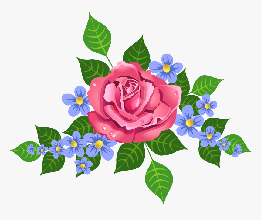 Free Png Pink Rose Decorative Element Png Images Transparent - Blue Pink Flower Png, Png Download, Free Download
