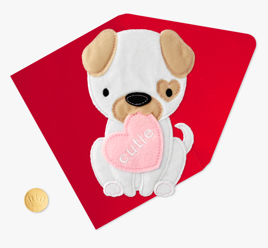 Cute Puppy Valentine"s Day Card For Child - Cartoon, HD Png Download, Free Download