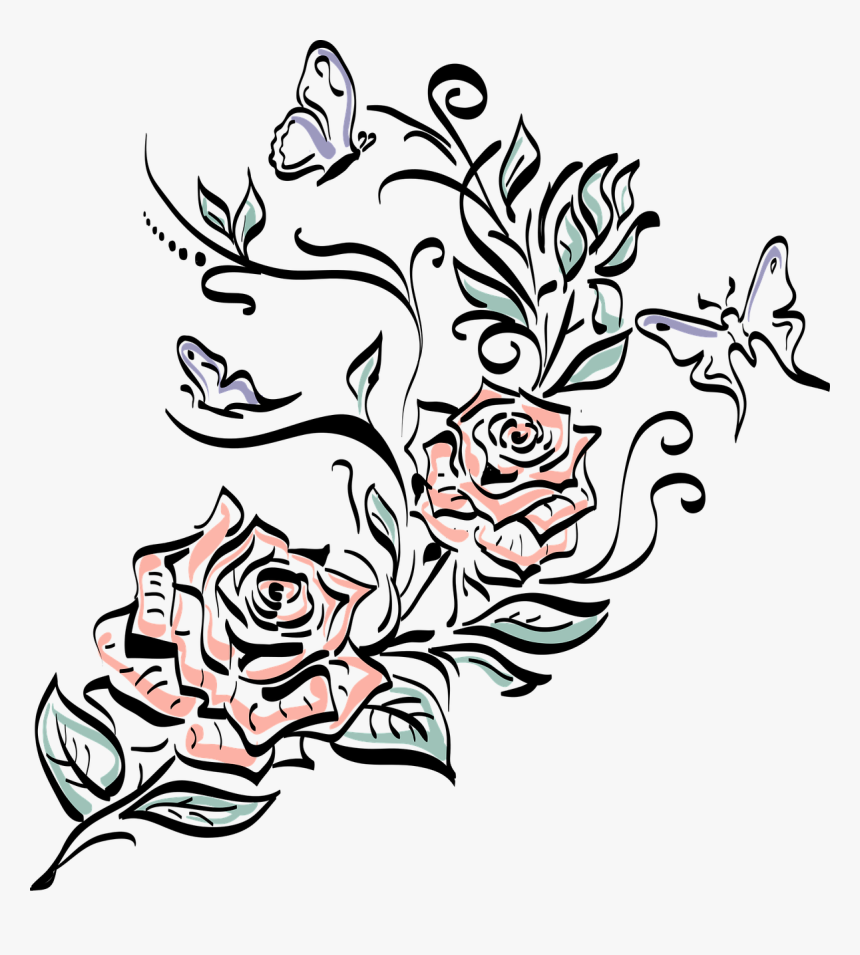 Rose Line Drawing Tattoo Hd, HD Png Download, Free Download