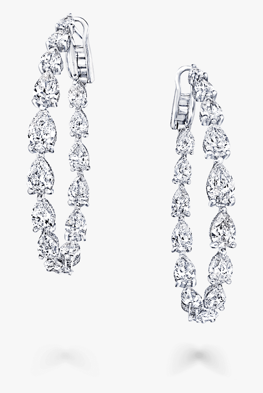 Pear Shaped Diamond Hoop Earrings, HD Png Download, Free Download