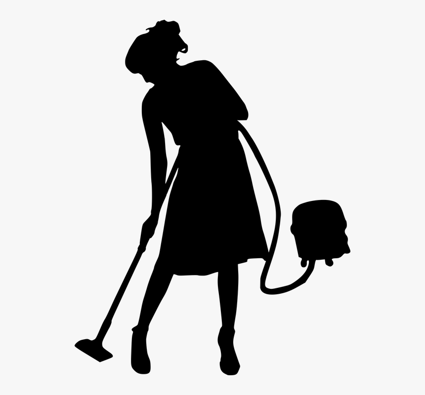 Clean, Cleaner, Cleaning, Service, Maid, Vacuum, Woman - Black And White Cleaning, HD Png Download, Free Download