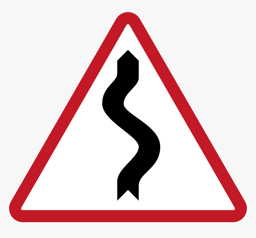 Transparent Curvy Road Clipart - Road Sign Winding Road, HD Png Download, Free Download