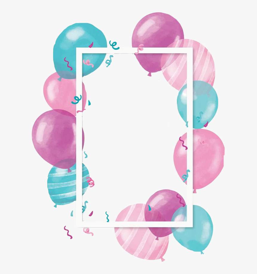 #frame #happy #birthday #balloons #purple #teal #white - Baby Birthday Background Png, Transparent Png, Free Download