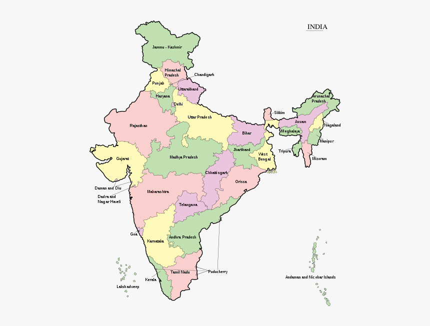 India Map En - High Resolution India Map, HD Png Download, Free Download