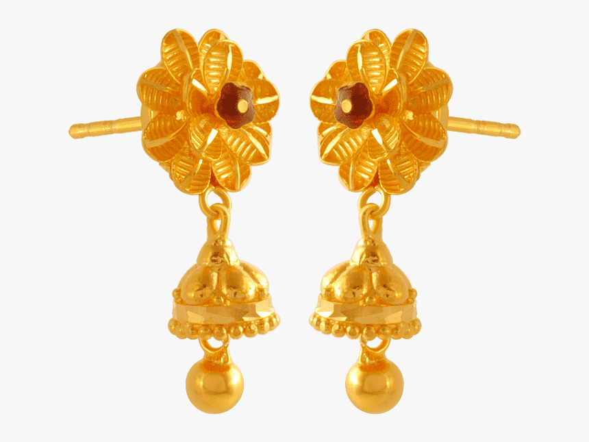 22kt Yellow Gold Jhumki Earrings For Women - Earrings, HD Png Download, Free Download