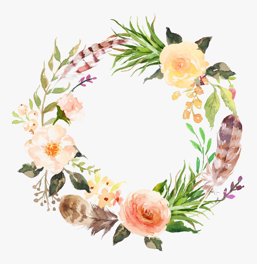 Modern Floral Garland Png File - Watercolor Transparent Floral Wreath, Png Download, Free Download