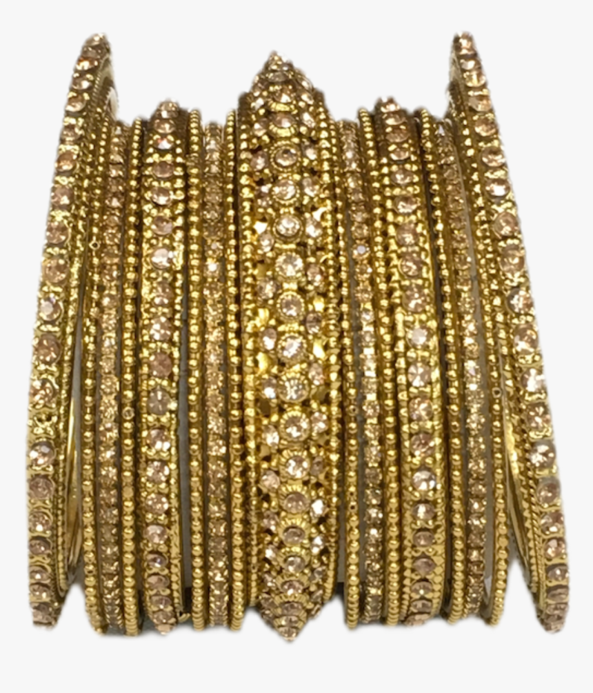 A Set Of 17 Antique / Lct Gold Stone Bangles - Bangle, HD Png Download, Free Download