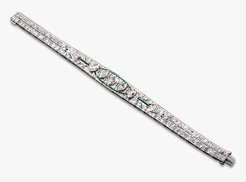 Art Deco Diamond And Emerald Bracelet - Sterling Silver Pattern Wire For Jewelry Making, HD Png Download, Free Download