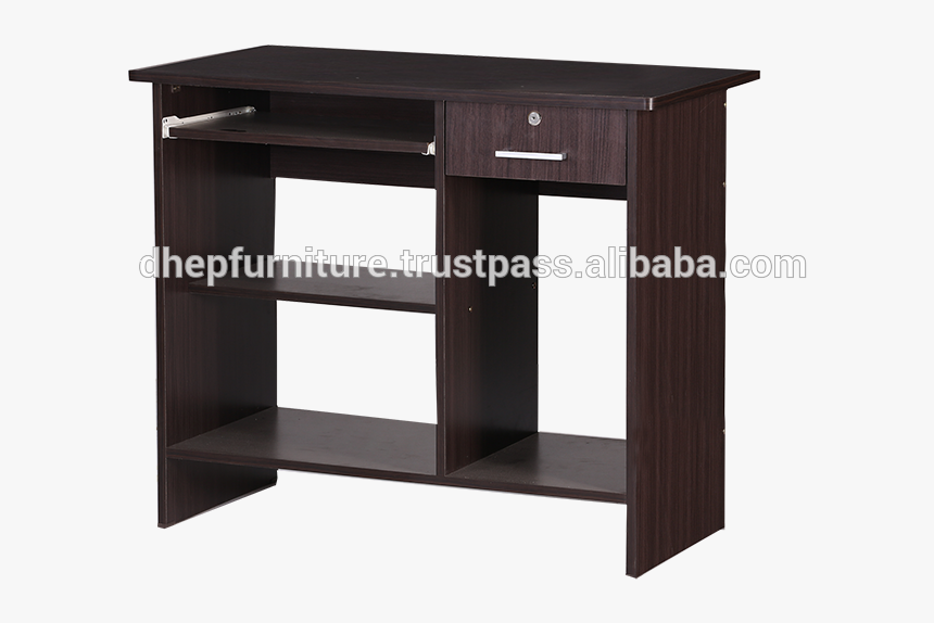 Wooden Computer Table With Shelf And Drawer Lock - Computer Desk, HD Png Download, Free Download