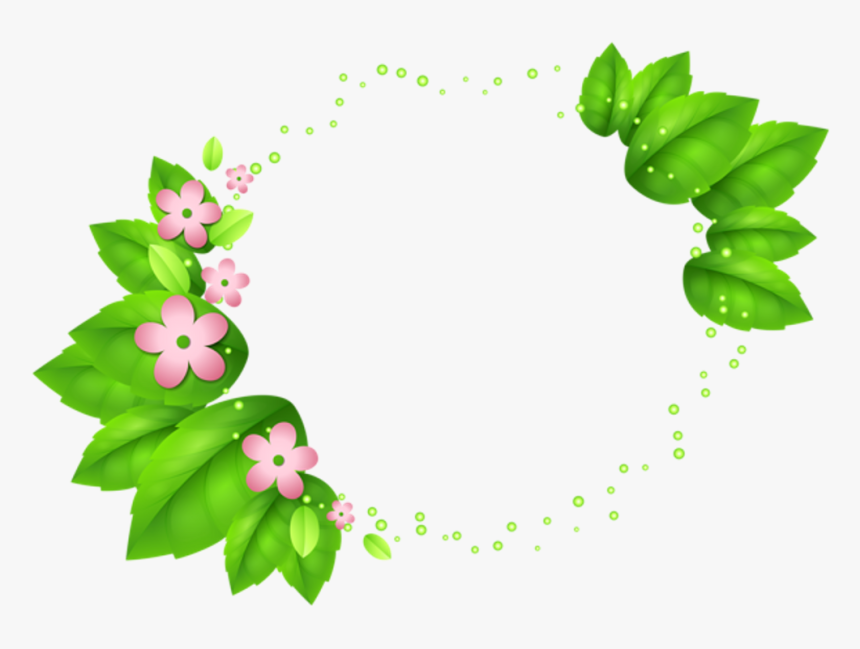 #green #leaf #circle #circleframe #frame #border #circleborder - Pink And Green Flowers Png, Transparent Png, Free Download