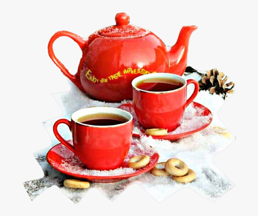 #tea #teacup #redcap #catle #table #snow #hottea #smoke - Teapot, HD Png Download, Free Download