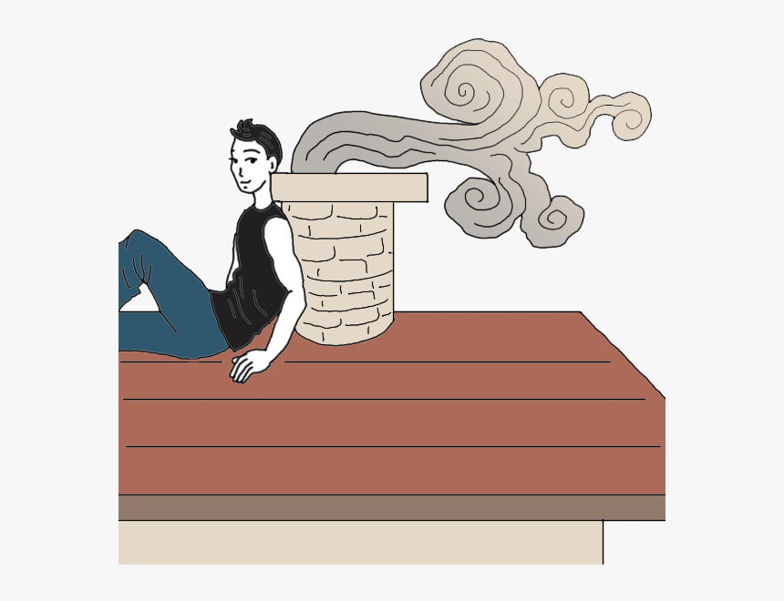 Transparent Chimney Smoke Clipart - Somebody Sitting On A Rooftop, HD Png Download, Free Download