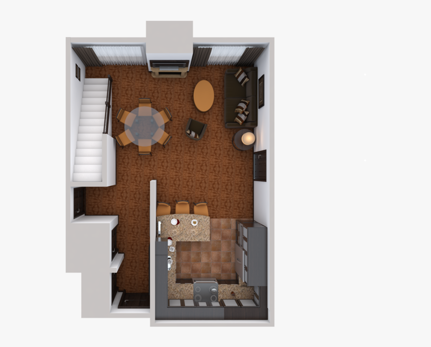 Layout Of Bi-level 1 Bedroom Suite - Floor Plan, HD Png Download, Free Download