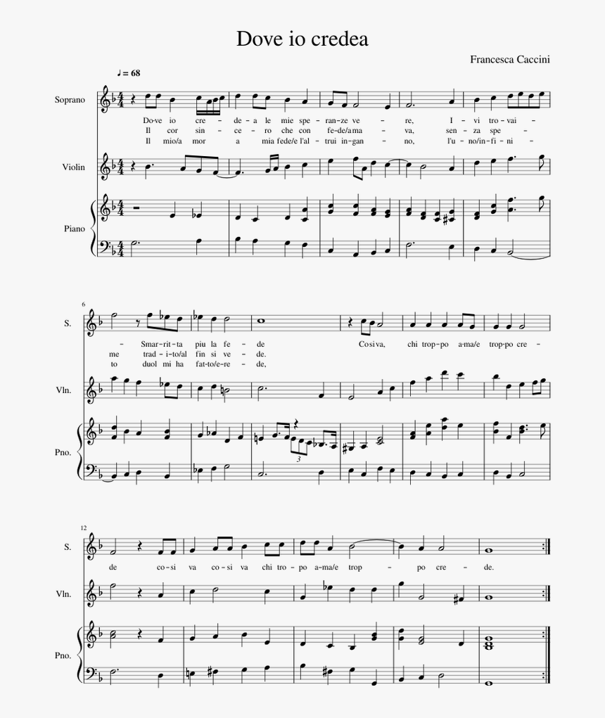 Caccini Francesca Sheet Music, HD Png Download, Free Download