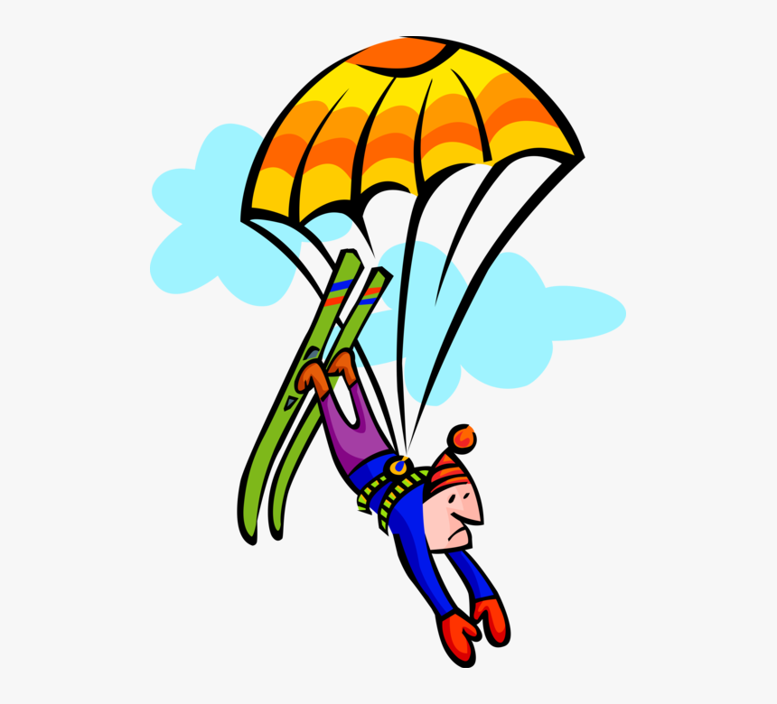 Skier On With Parachute - Extreme Sports Clipart, HD Png Download, Free Download