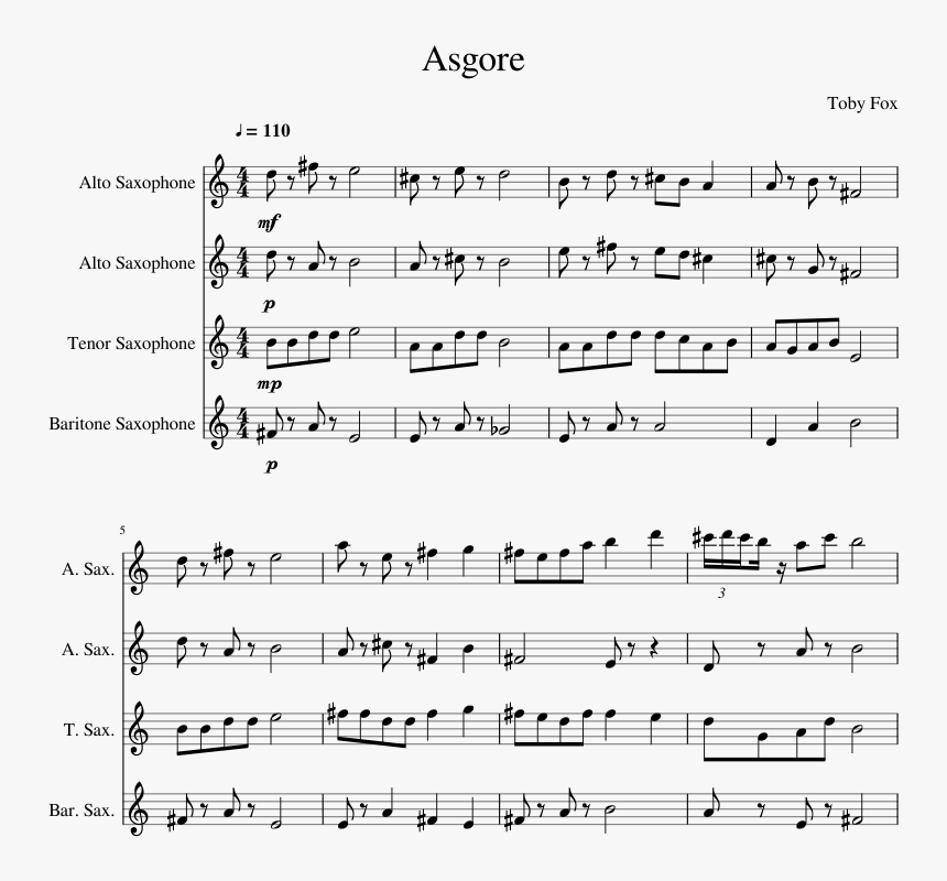 Mii Theme Clarinet Sheet Music , Png Download - Seven Nation Army Alto Sax Sheet Music, Transparent Png, Free Download