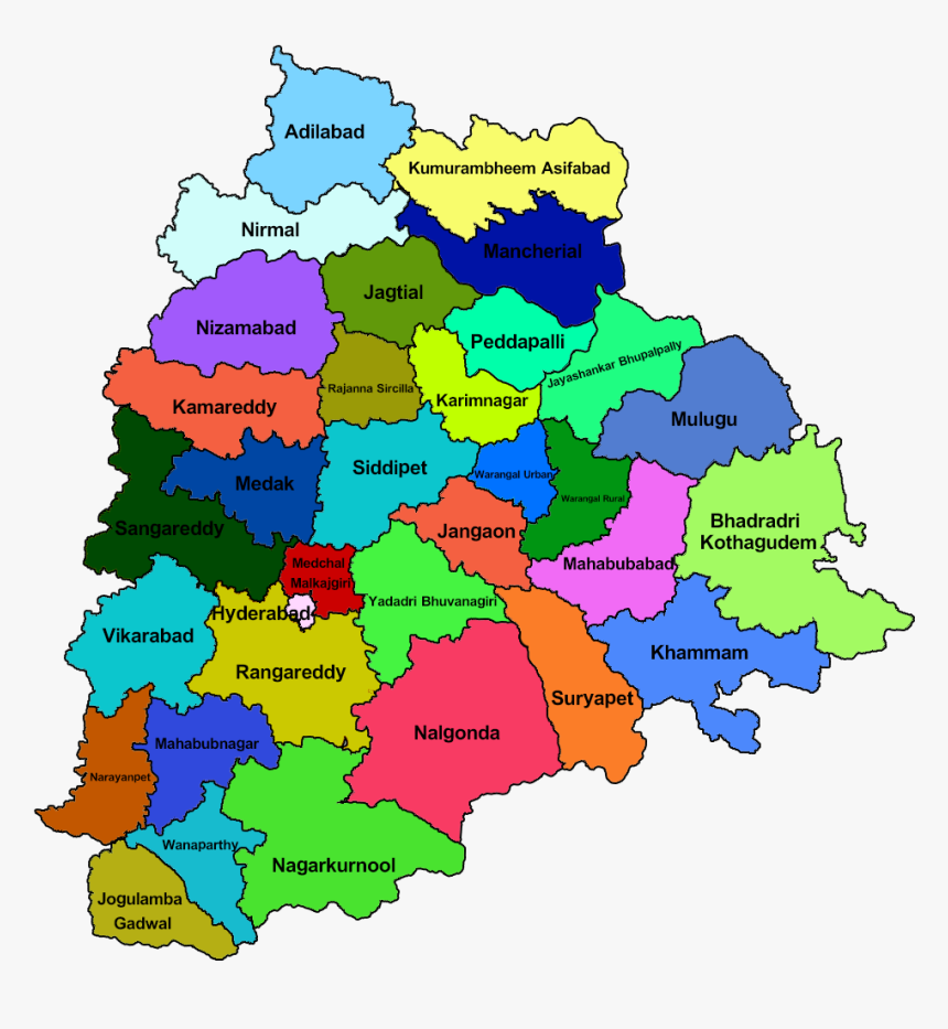 31 District Telangana Map, HD Png Download, Free Download