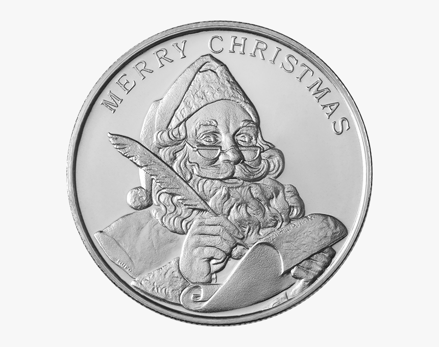 1 Oz Christmas Santa Claus Silver Round Obverse - Australia Year Of The Monkey Silver Coin, HD Png Download, Free Download