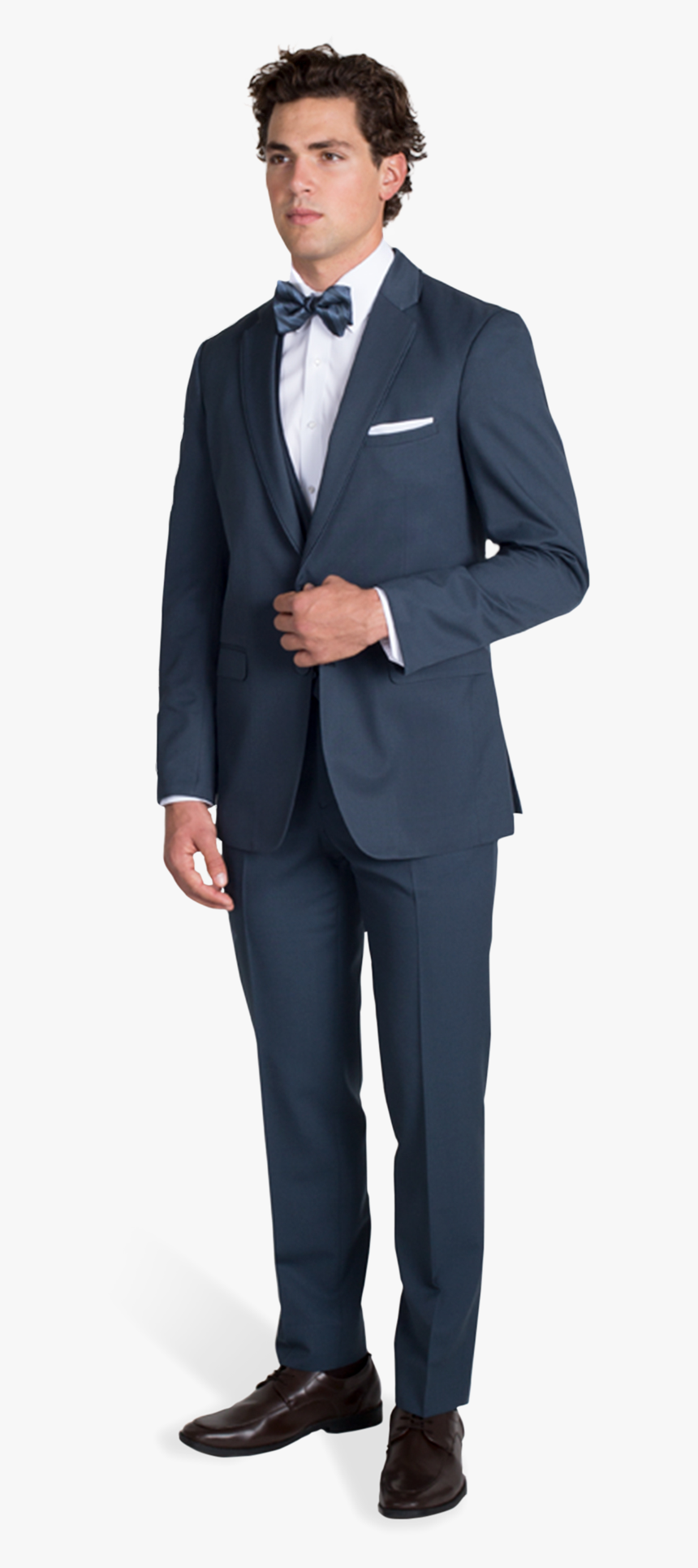 Slate Blue Notch Lapel Suit - Navy Blue Checkered Suit, HD Png Download, Free Download