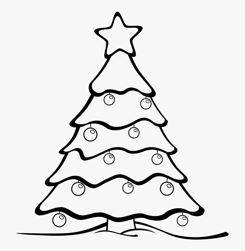 Sapin 01 Xmas Bw - Cute Christmas Tree Drawings, HD Png Download, Free Download