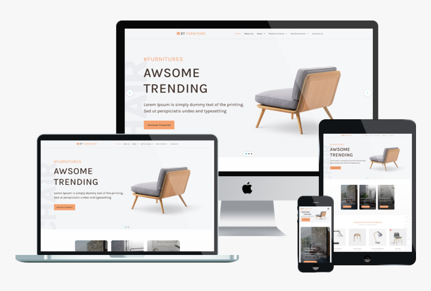 Et Furniture Free Responsive Wordpress Theme - Chair, HD Png Download, Free Download