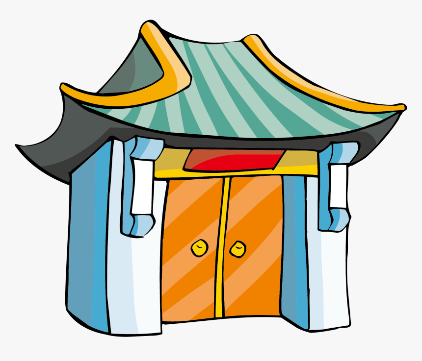 Chinese Temple Cartoon Buddhist Yellow Transprent Png - Buddhist Temple Cartoon Png, Transparent Png, Free Download