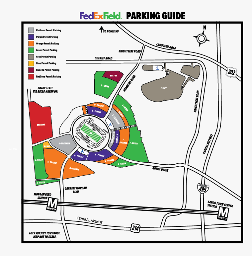 Fedex Field Parking Map, HD Png Download, Free Download