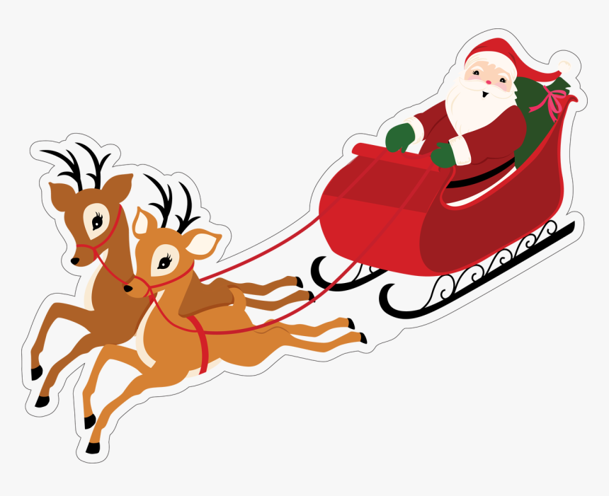 Santa Claus On His Sleigh Clipart, HD Png Download, Free Download