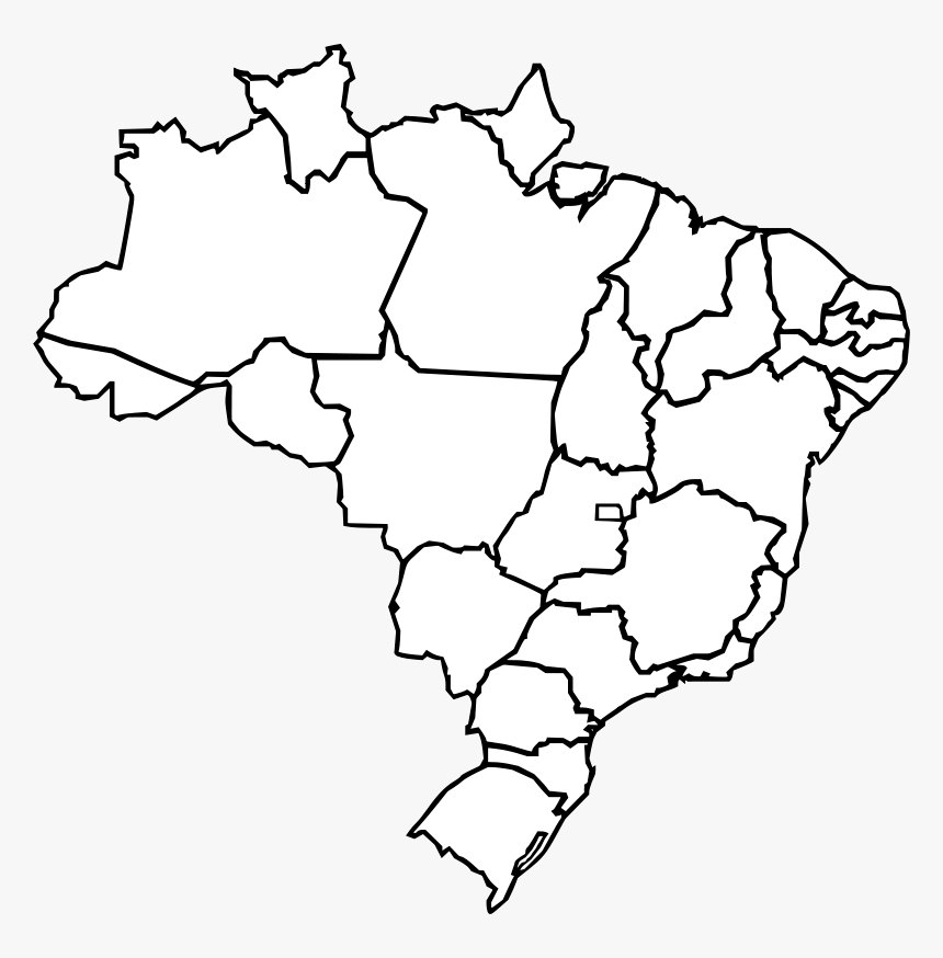Free Map Of Brazil - Brazil Map Black And White, HD Png Download, Free Download