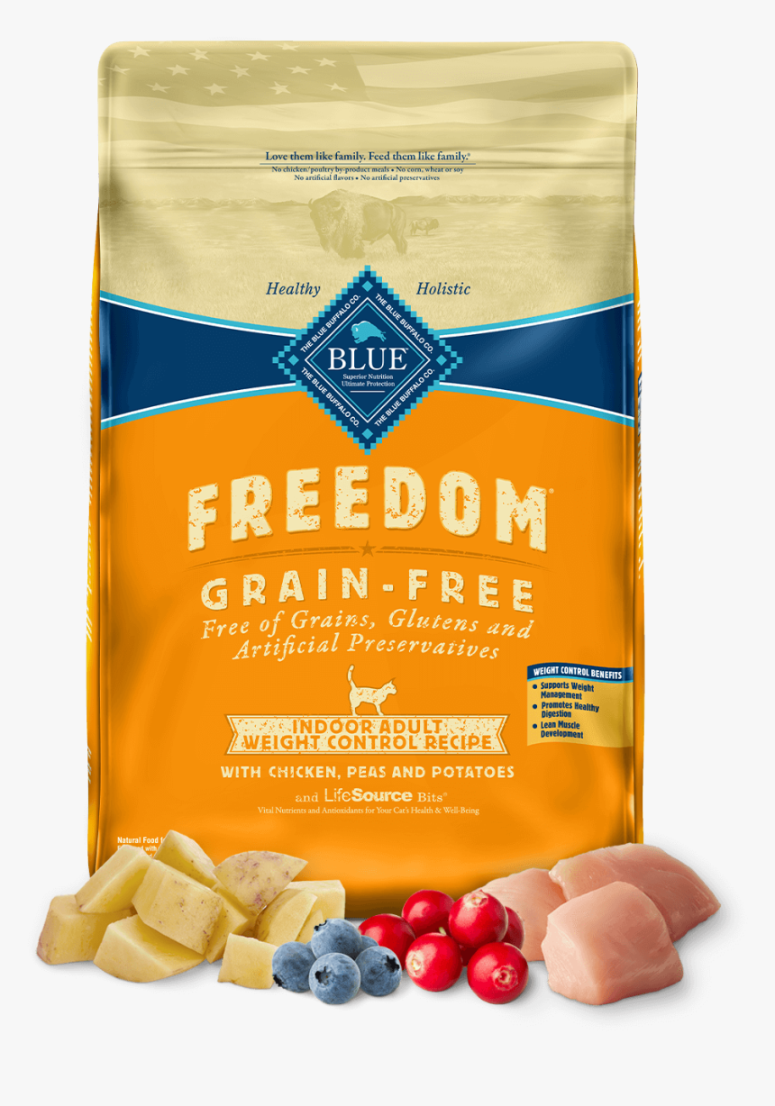 Blue Freedom Grain-free Indoor Weight Control Chicken - Buffalo Blue Grain Free Dog Food, HD Png Download, Free Download