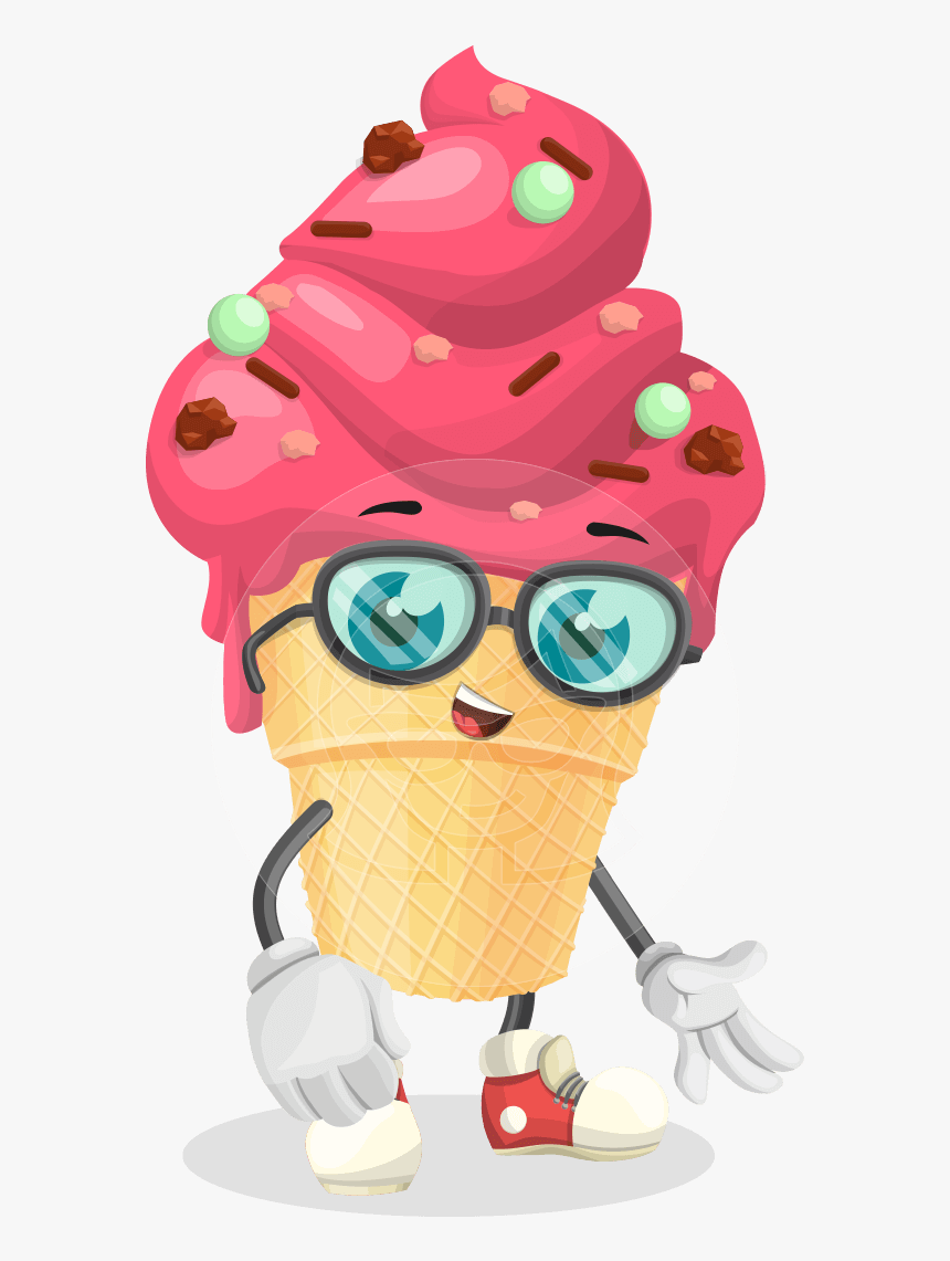 Smart Cartoon Character Frosty - Ice Cream Png Character, Transparent Png, Free Download