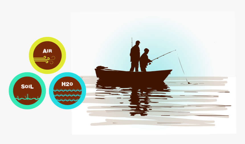 Man And Son Fishing On Contaminated Water - Canoe, HD Png Download, Free Download