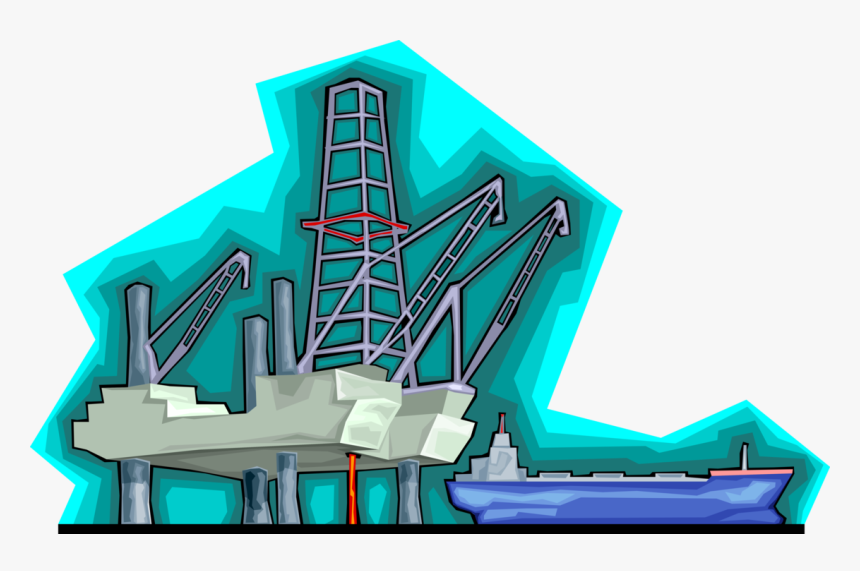 Vector Illustration Of Offshore Petroleum Fossil Fuel - Illustration, HD Png Download, Free Download