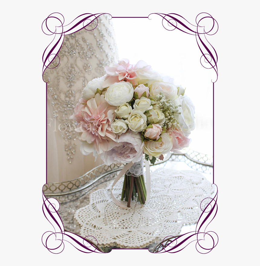 Coral Roses With Baby Breath , Png Download - Bouquet, Transparent Png, Free Download