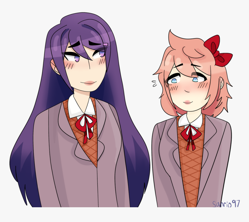 “doki Doki Lesbian Club
” - Ddlc Sayori And Yuri, HD Png Download, Free Download