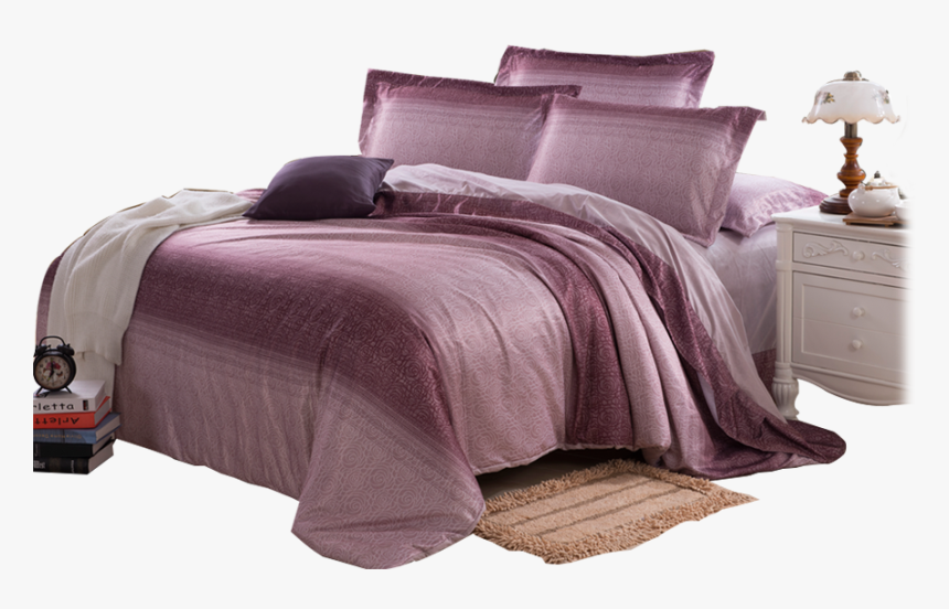 Bed With Purple Bedding Transparent, HD Png Download, Free Download