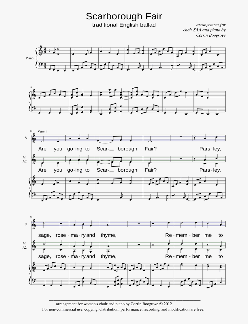 Scarborough Fair For Choir, HD Png Download, Free Download