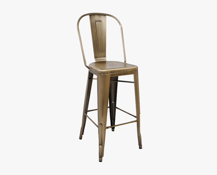 Bistro Style Metal Bar Stool In Brass Finish - Μεταλλικα Σκαμπο Με Πλατη, HD Png Download, Free Download