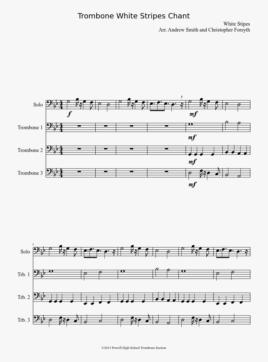 White Stripes Trombone Sheet Music, HD Png Download, Free Download