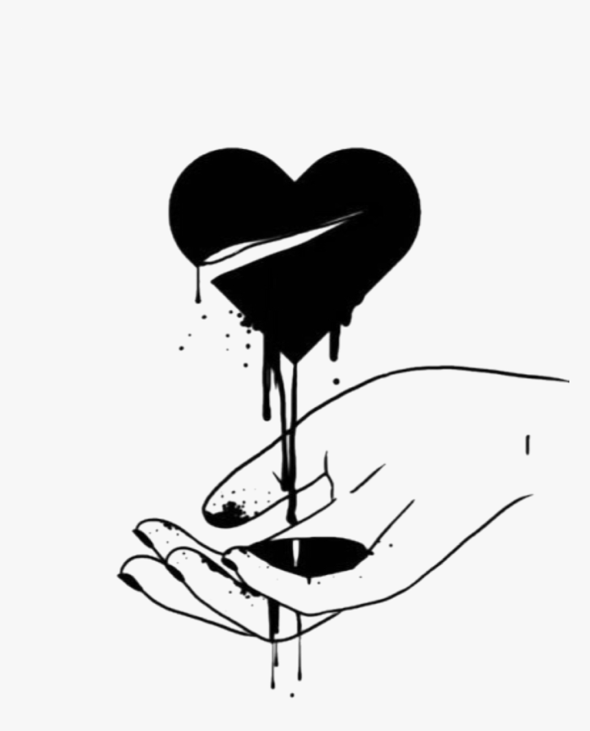 #heart #bleeding #black #lineart #freetoedit - Black And White Heart Bleeding, HD Png Download, Free Download