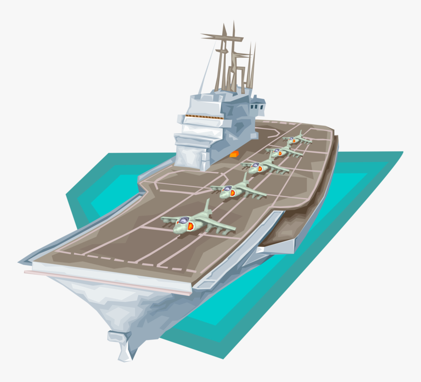 Vector Illustration Of Aircraft Carrier Warship Airbase - Supercarrier, HD Png Download, Free Download