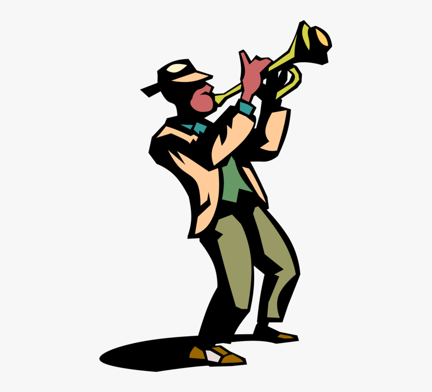 Vector Illustration Of Jazz Musician Plays Trumpet - Jazz Musician Clip Art, HD Png Download, Free Download