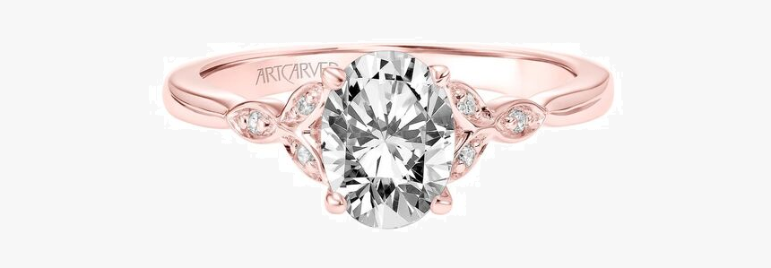 Artcarved - 06 Ct - Tw - Diamond Semi Mount Engagement - Oval Engagement Rings Leaf, HD Png Download, Free Download