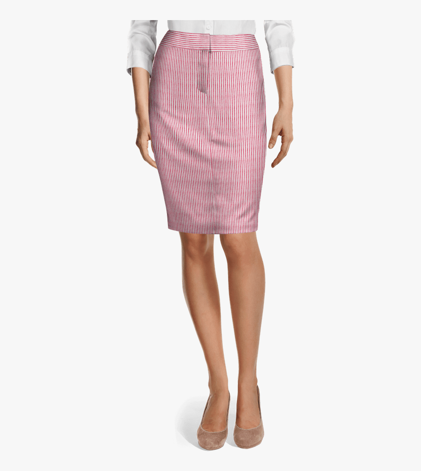 Pastel Red Striped High Waisted Pencil Skirt-view Front - Green Velvet Pencil Skirt, HD Png Download, Free Download