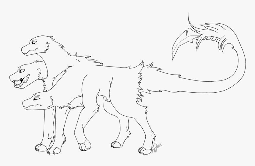 Cerberus -lineart - Line Art, HD Png Download, Free Download