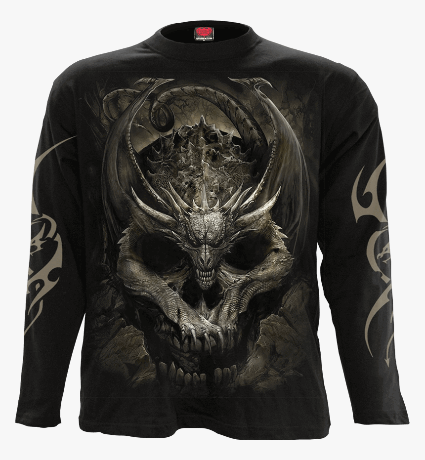 Draco Skull Long Sleeve T-shirt - Draco Skull T Shirt, HD Png Download, Free Download