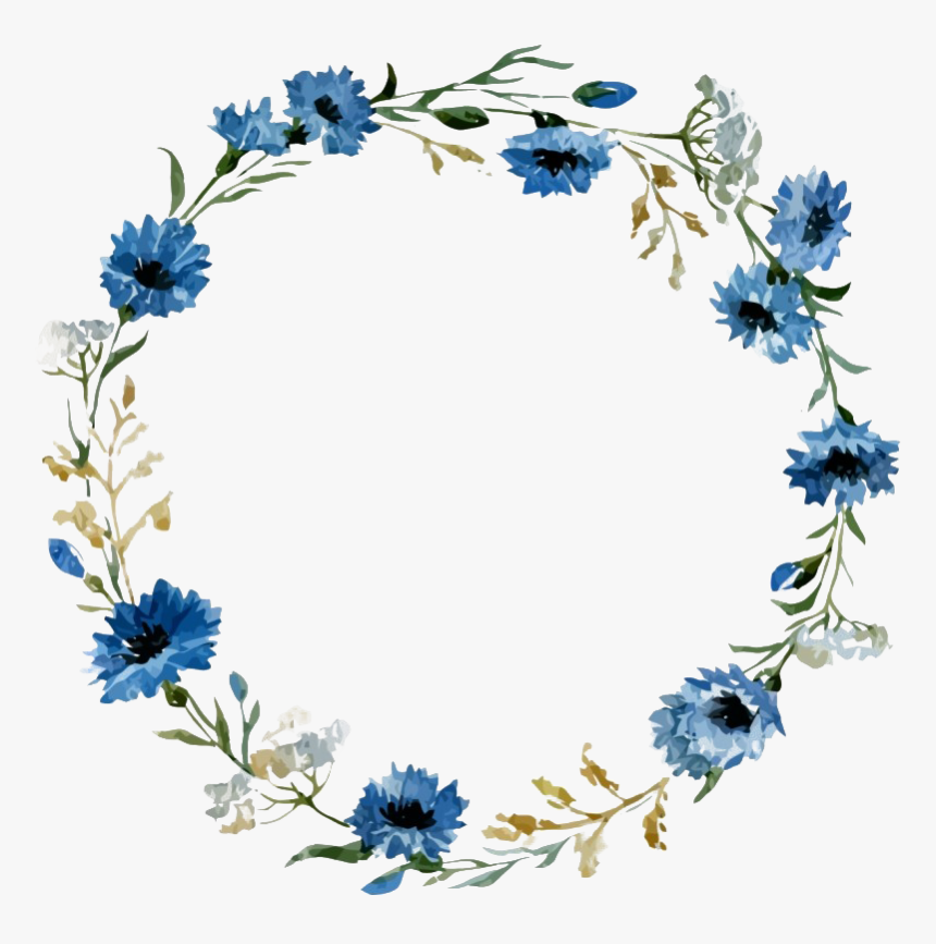 Round Blue Floral Png Clipart - Blue Floral Border Png, Transparent Png, Free Download